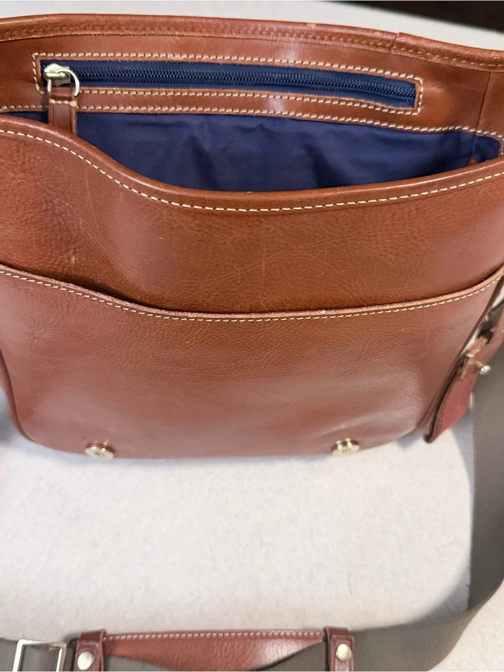 Dooney & Bourke Chestnut Brown Leather Messenger Bag